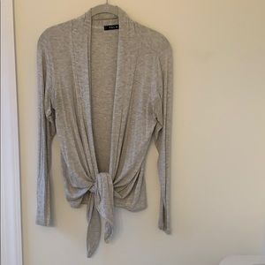 Gray knit Yala tie-front cardigan